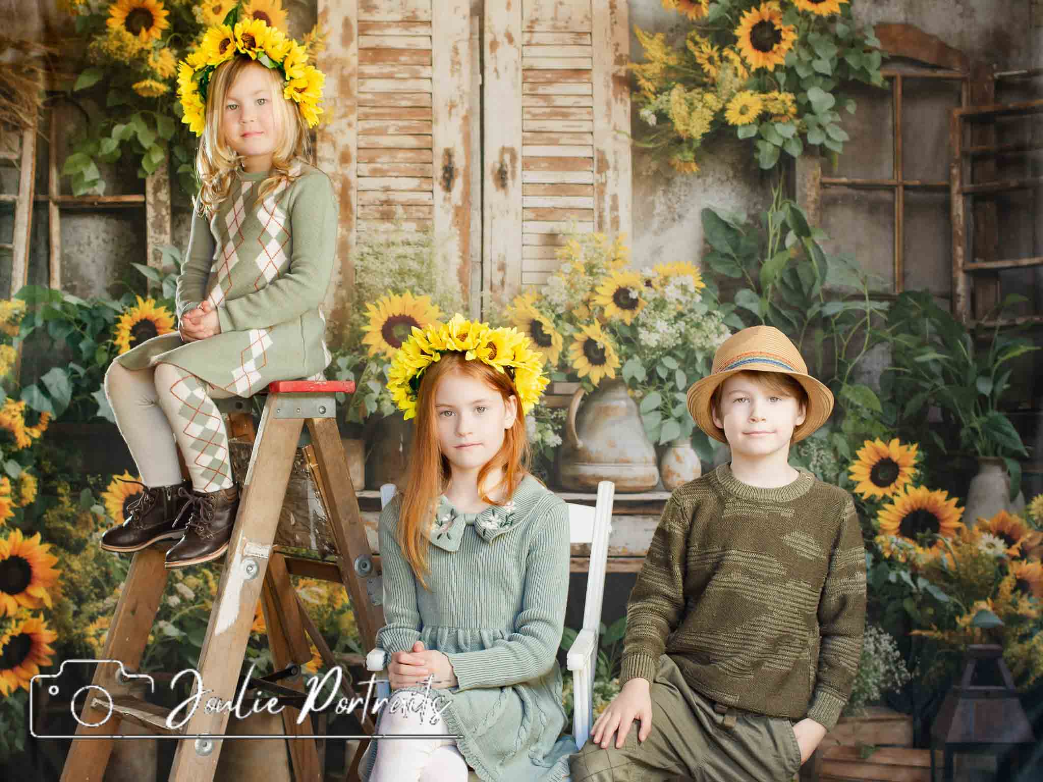 Kate Summer Sunflowers Old Furniture Room Backdrop Designed by Emetselch