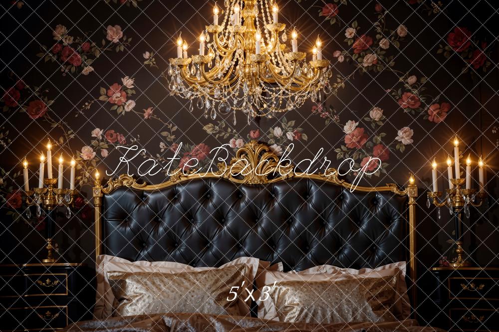 Kate Luxury Chandelier Leather Bedside Backdrop Designed by Chain Photography