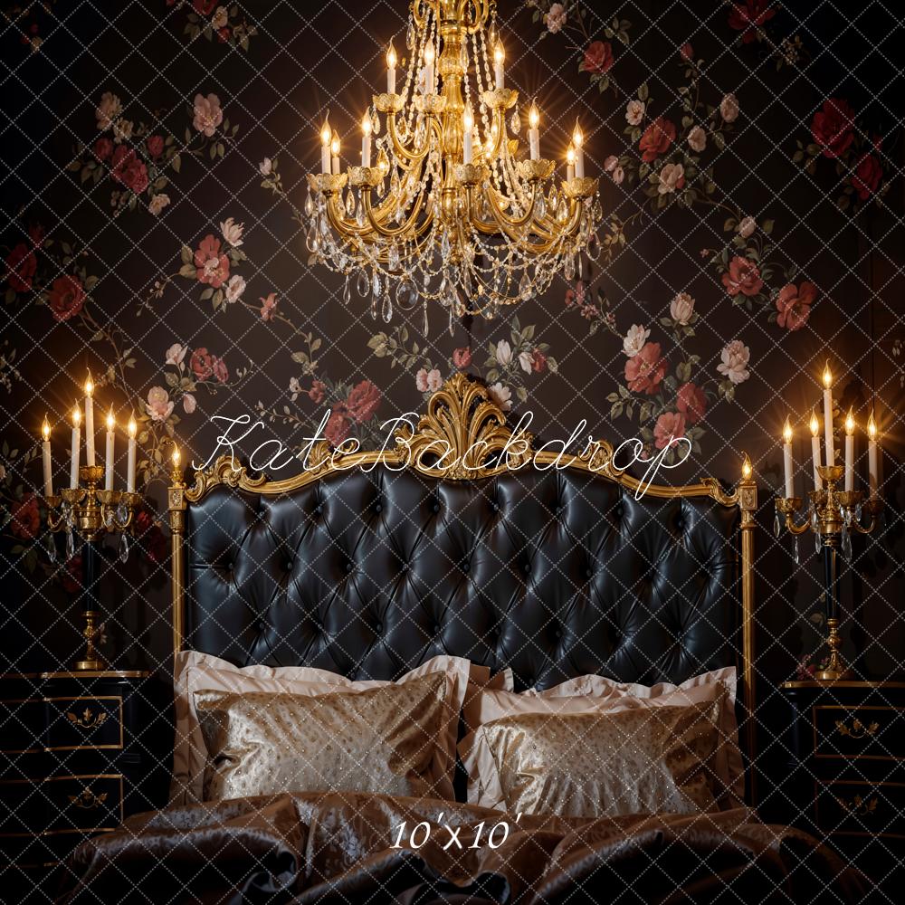 Kate Luxury Chandelier Leather Bedside Backdrop Designed by Chain Photography