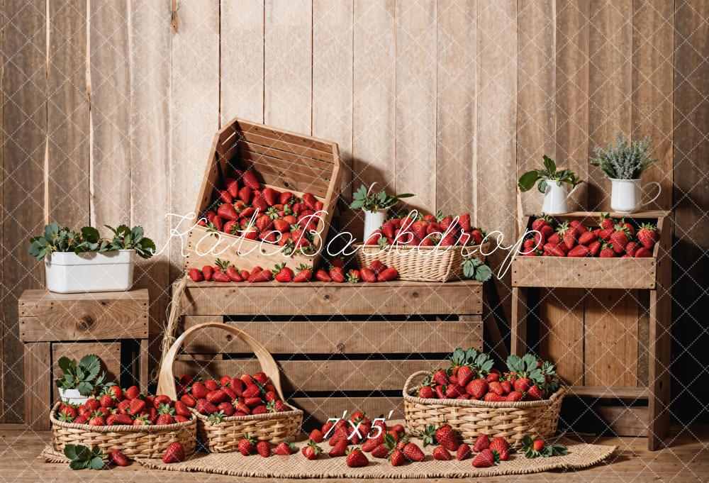 Kate Spring Wood Strawberry Room Backdrop Designed by Emetselch