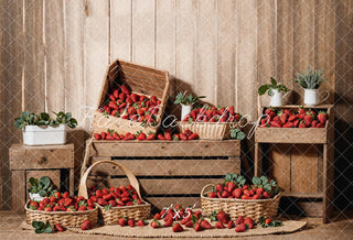 Kate Spring/Summer Wood Strawberry Room Printed Backdrop Designed by Emetselch