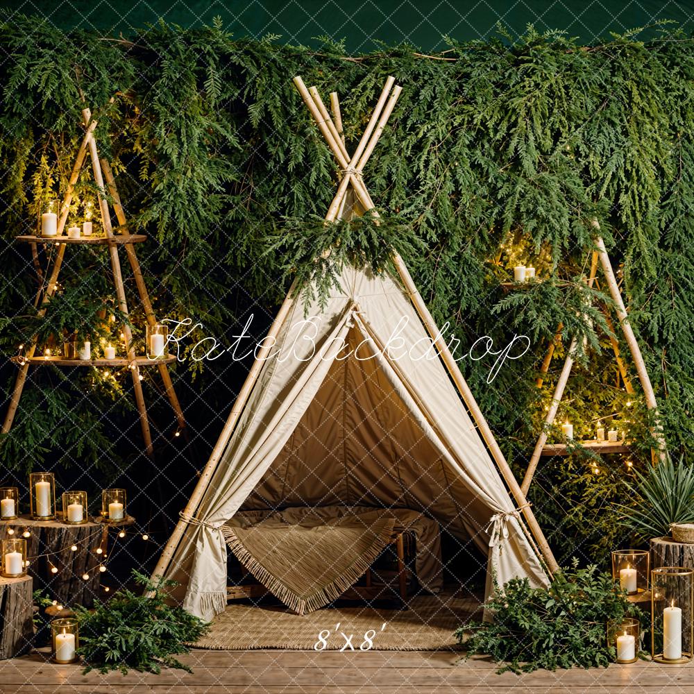 Kate Spring Green Candle Tent Backdrop Designed by Emetselch