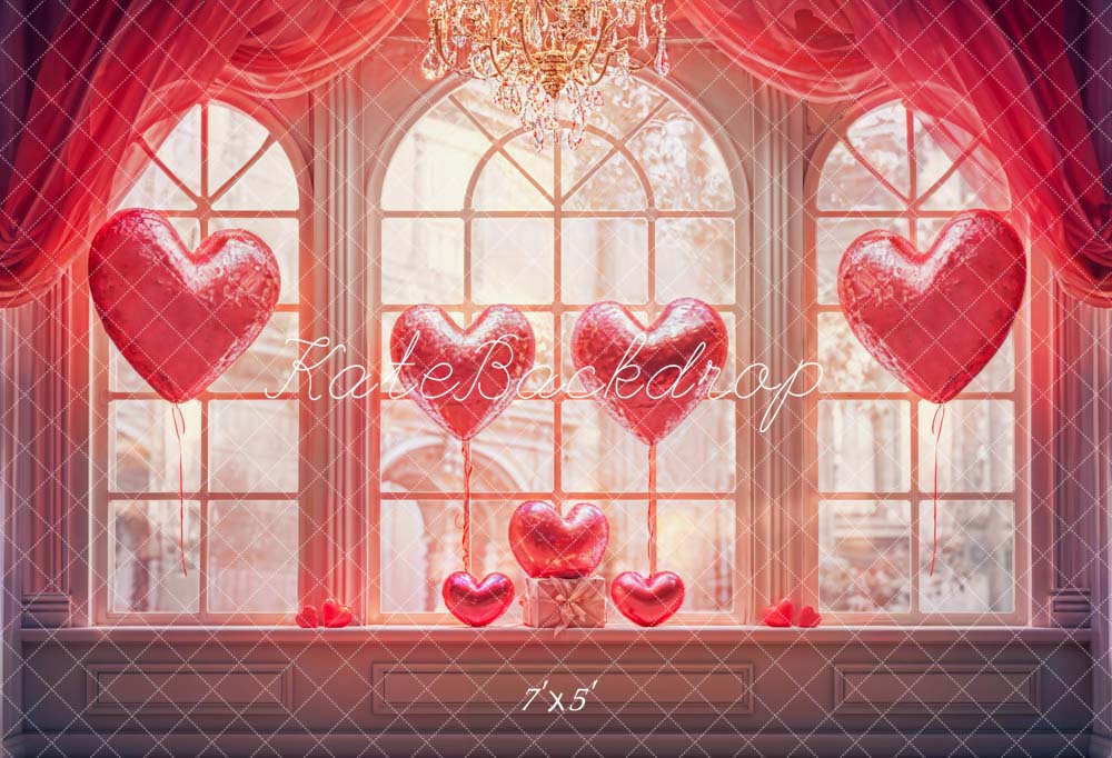 Kate Valentine Love Balloon Window Room Backdrop Designed by Chain Photography