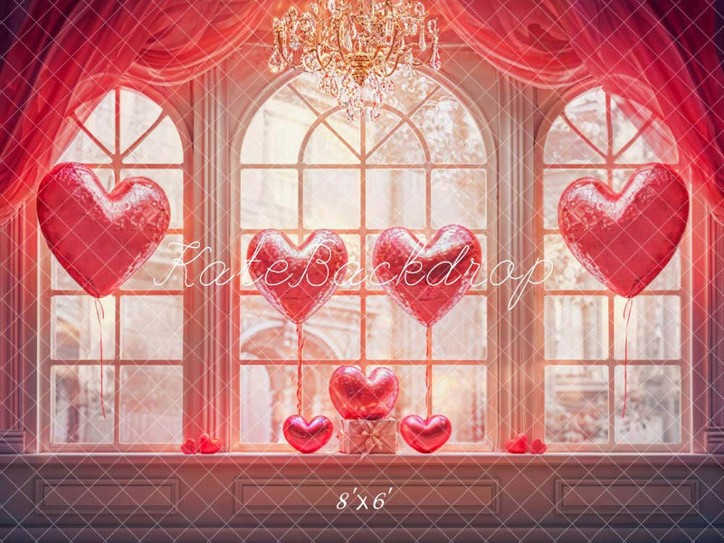 Romantic Heart Balloon Window Backdrop