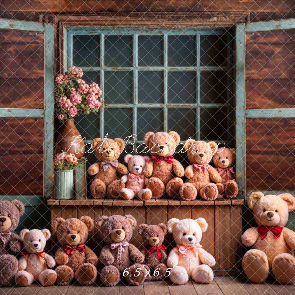 Kate Spring Bear Wood Window Sill Backdrop Designed by Chain Photography