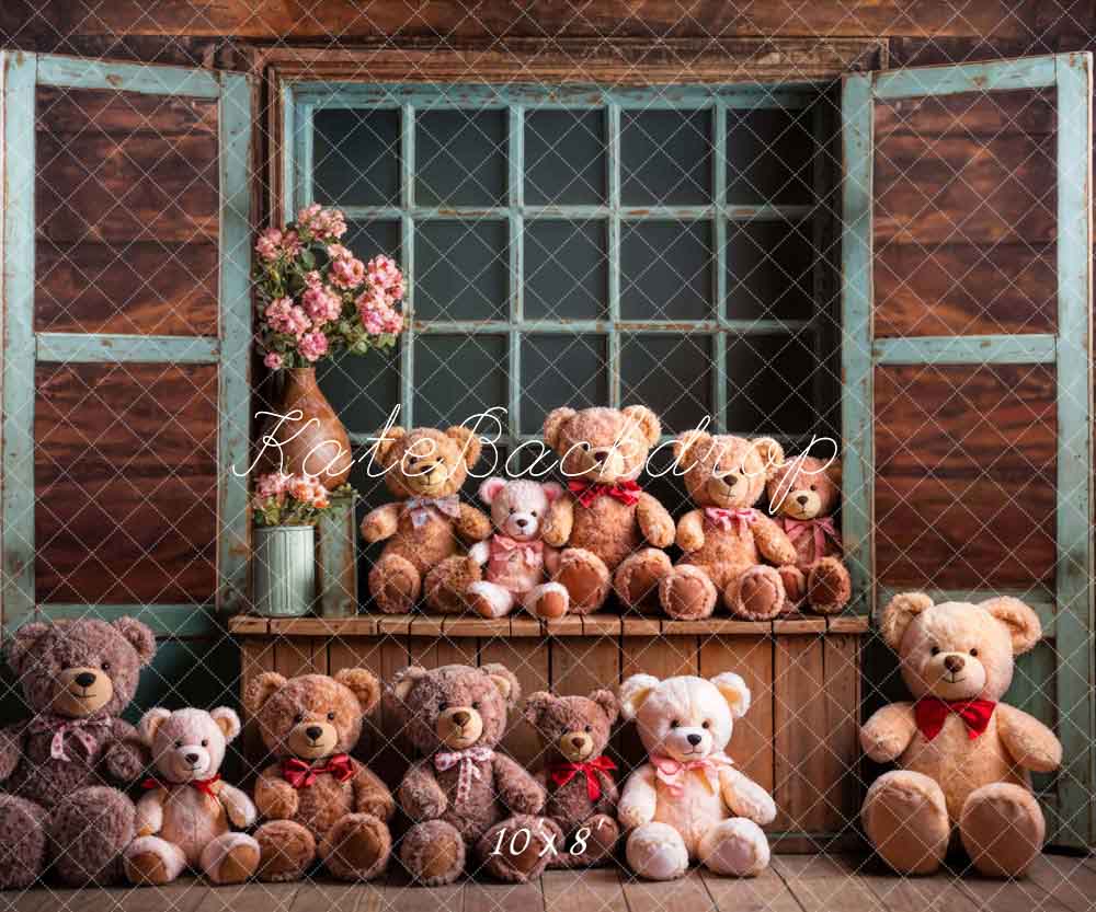 Kate Spring Bear Wood Window Sill Backdrop Designed by Chain Photography