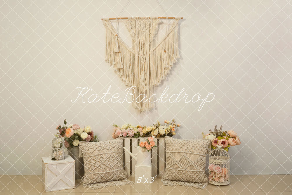 Kate Boho Wind Wall Hanging Flowers Pillow Backdrop Designed by Emetselch