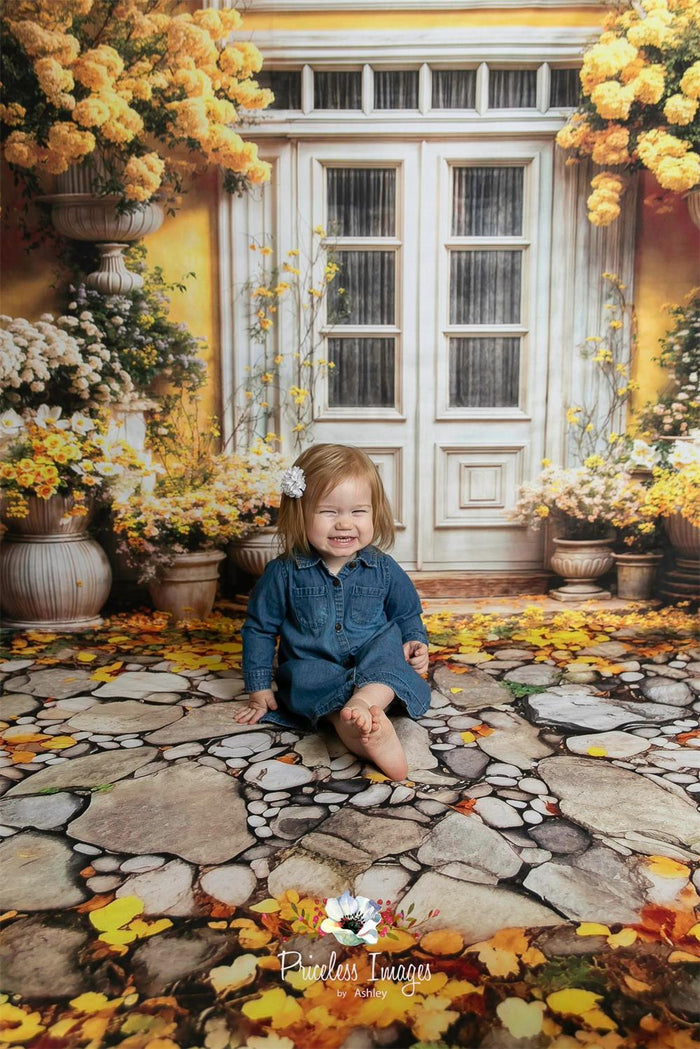 Spring Yellow Backdrop Golden Autumn Courtyard Floral Backdrop