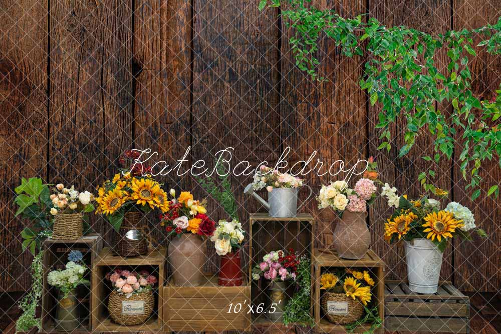Kate Spring Wooden Wall Flowers Backdrop Designed by Emetselch