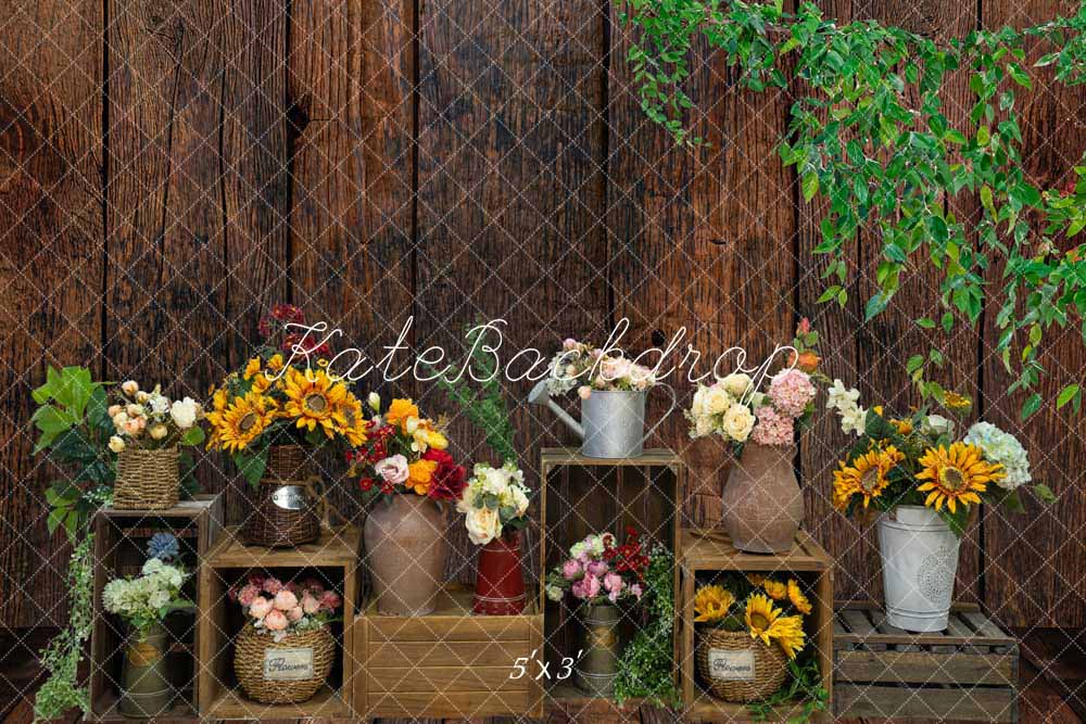 Kate Spring Wooden Wall Flowers Backdrop Designed by Emetselch