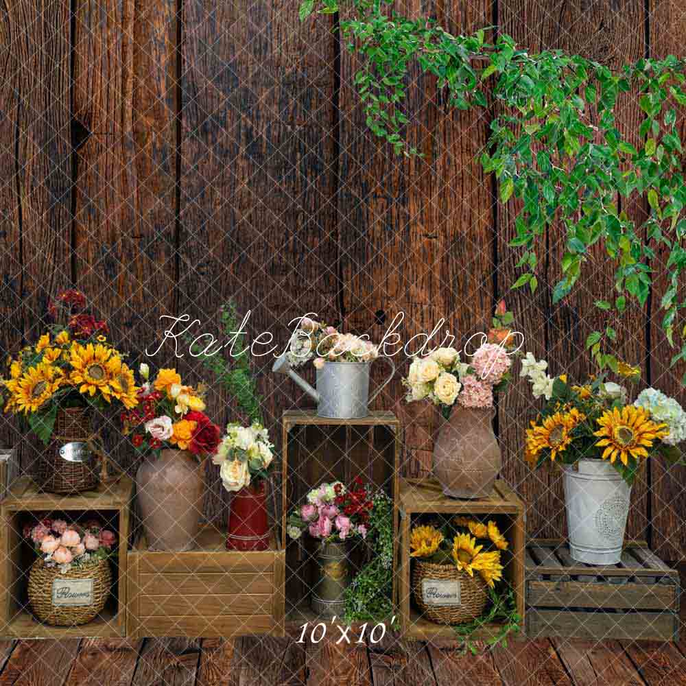 Kate Spring Wooden Wall Flowers Backdrop Designed by Emetselch