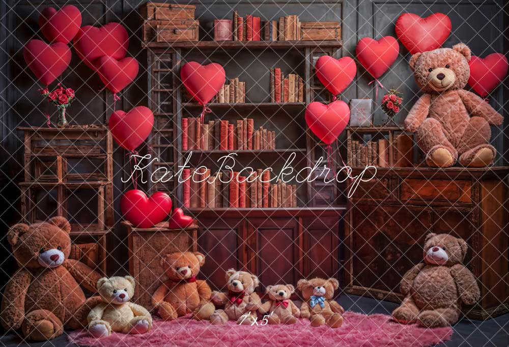 Kate Valentine's Day Love Balloon Winnar Book House Backdrop Designed by Emetselch