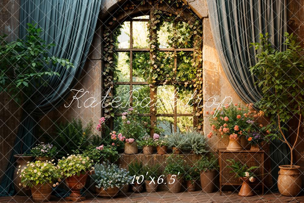 Kate Spring Green Plants Curtain Windows Backdrop Designed by Chain Photography