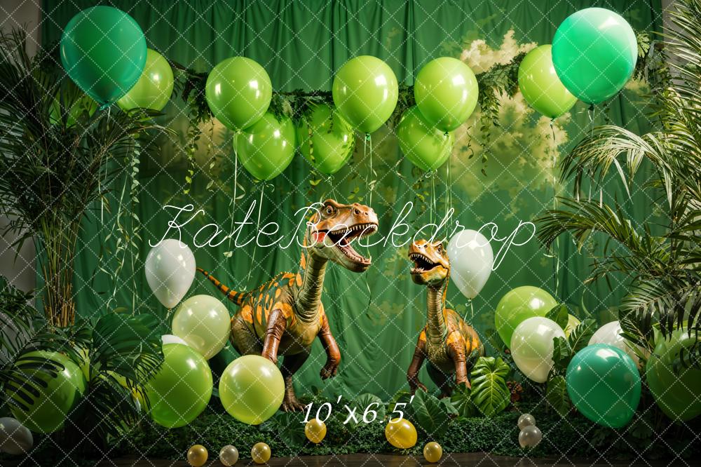 Kate Spring Green Balloon Dinosaur Backdrop Designed by Emetselch