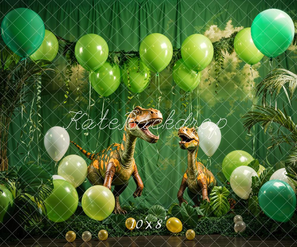 Kate Spring Green Balloon Dinosaur Backdrop Designed by Emetselch