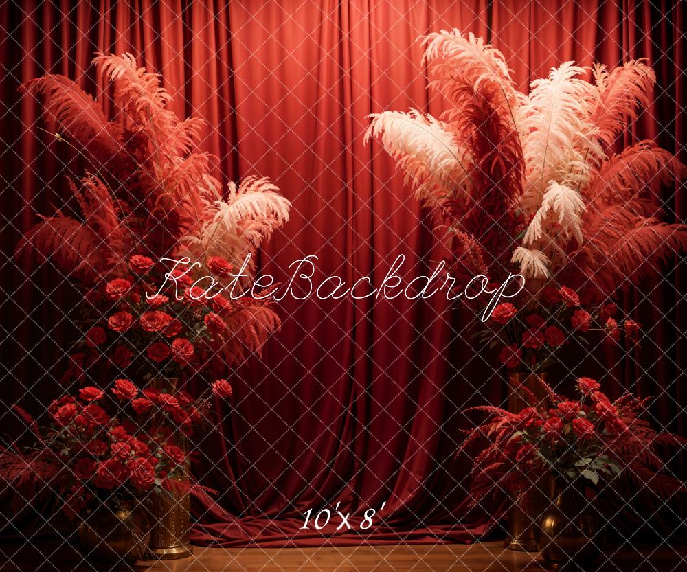 Kate Valentine's Day Red Rose Curtain Backdrop Designed by Chain Photography