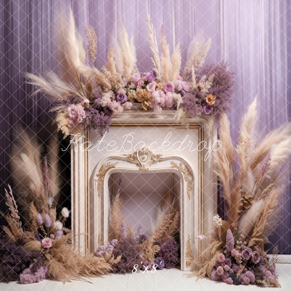 Kate Spring Fresh Flowers Reed Fireplace Backdrop Designed by Emetselch