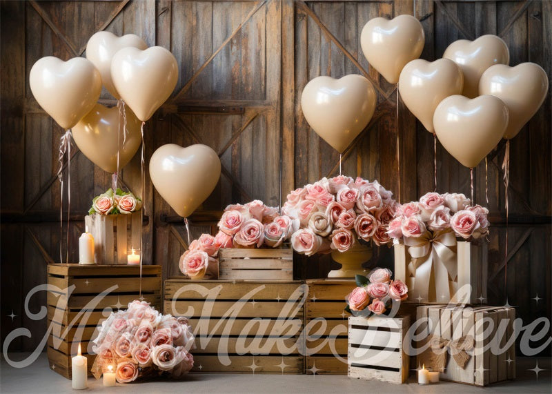 Kate Interior Barn Hearts and Lights Wedding Backdrop Designed by Mini MakeBelieve