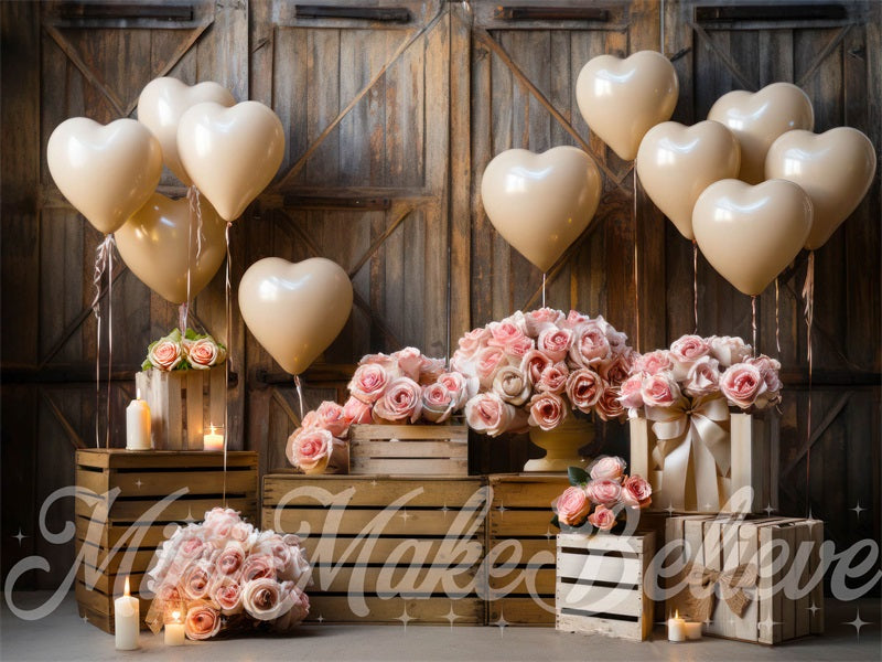 Kate Interior Barn Hearts and Lights Wedding Backdrop Designed by Mini MakeBelieve