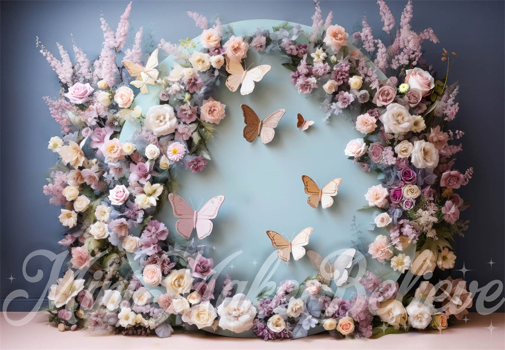 Kate Butterfly Floral Arch Backdrop Designed by Mini MakeBelieve