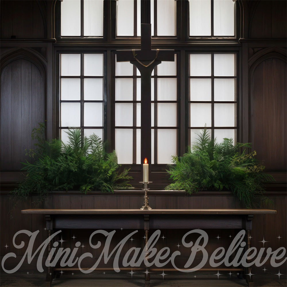 Fondo diseñado por Mini MakeBelieve para el interior de la Iglesia de la Cruz de Madera de Primavera en Pascua.