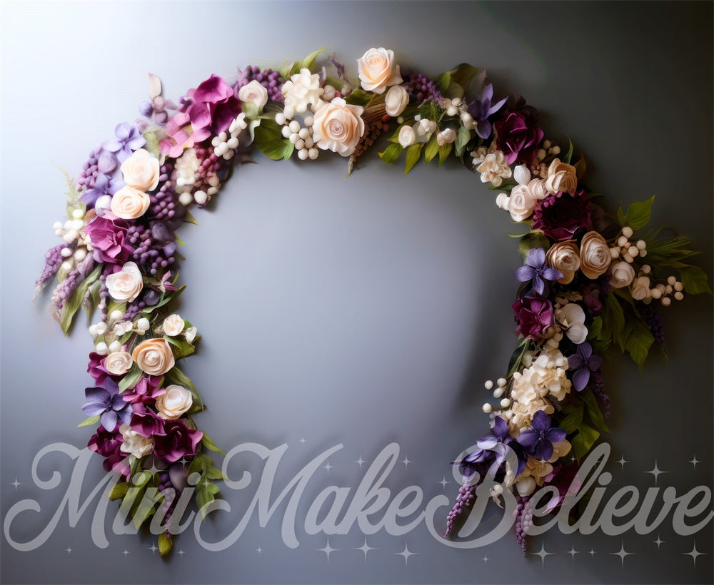 Kate Fine Art Floral Purple Arch Backdrop Designed by Mini MakeBelieve
