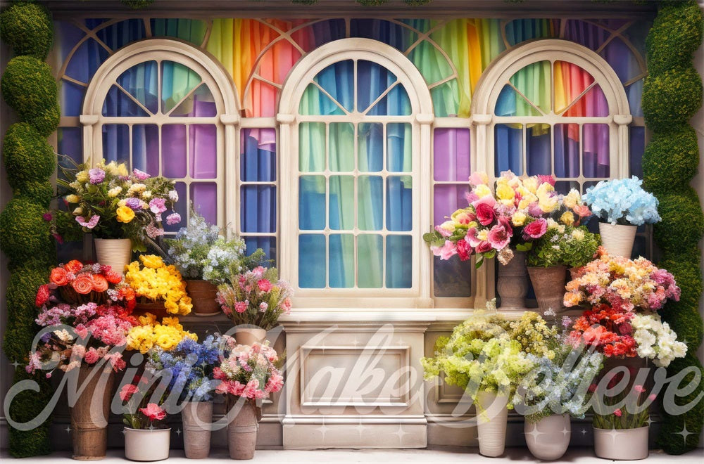 Fondo de exterior con arcoíris de primavera diseñado por Mini MakeBelieve.