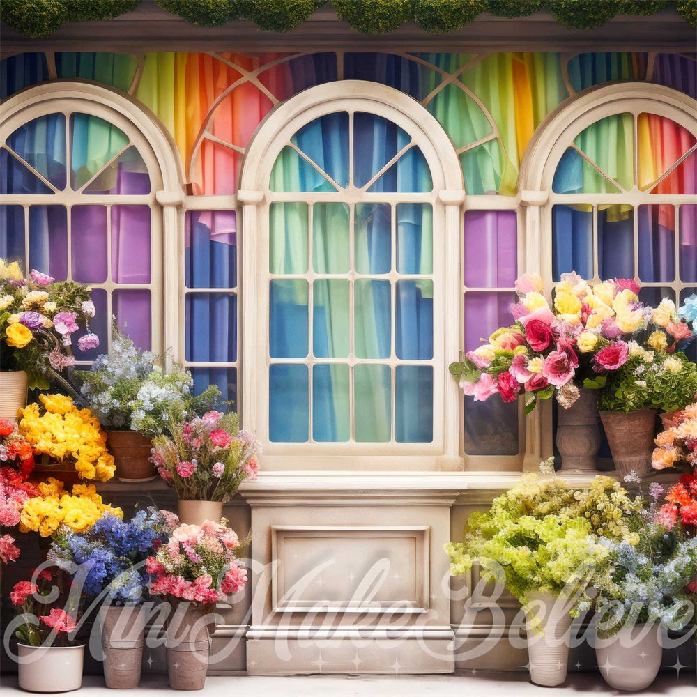 Fondo de exterior con arcoíris de primavera diseñado por Mini MakeBelieve.