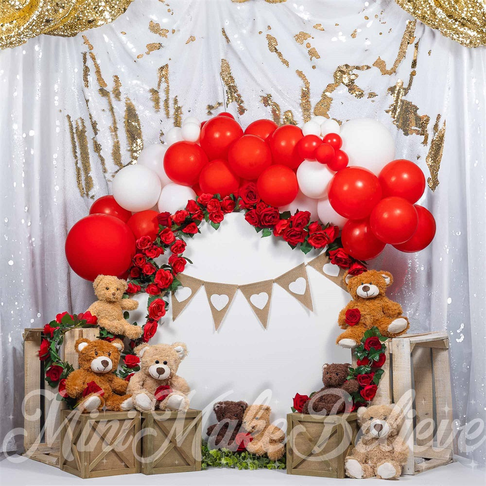 Kate Valentine Teddy Bears Backdrop Designed by Mini MakeBelieve