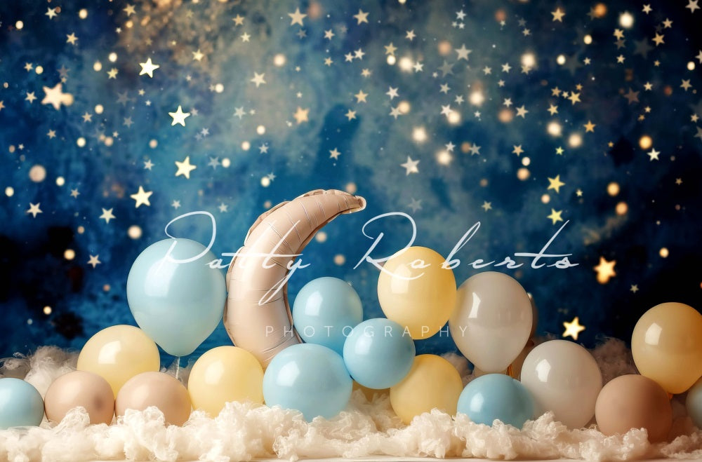 Kate Birthday Moon and Balloons Backdrop Designed by Patty Robert
