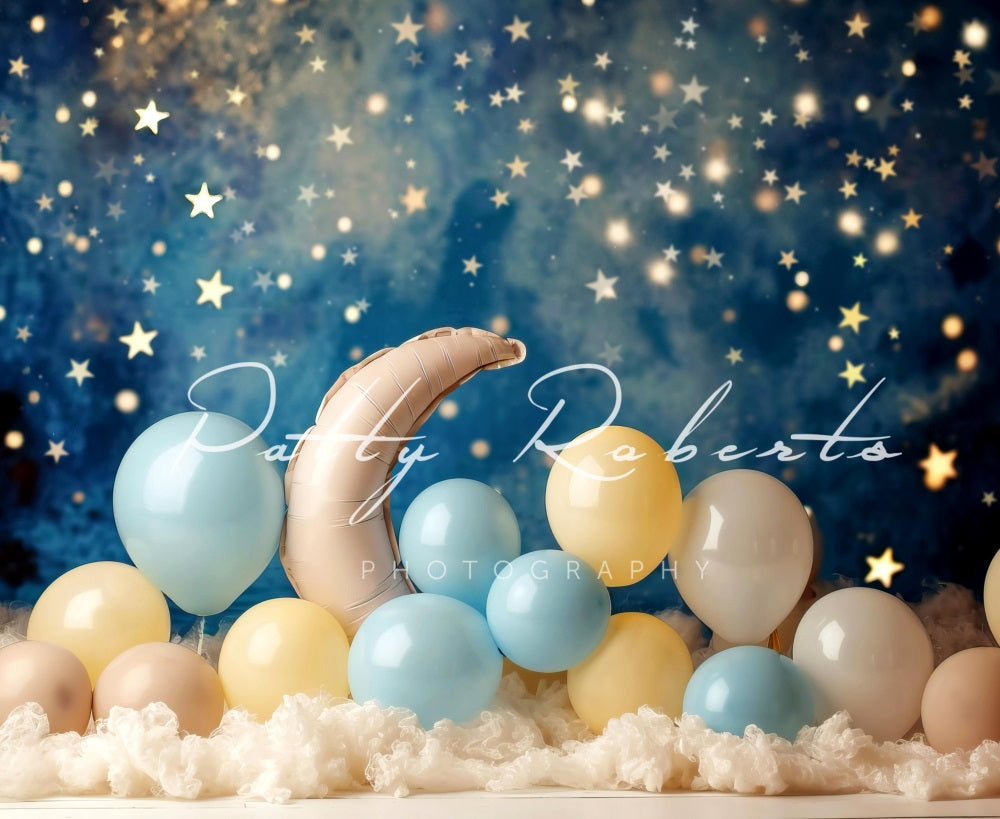 Kate Birthday Moon and Balloons Backdrop Designed by Patty Robert
