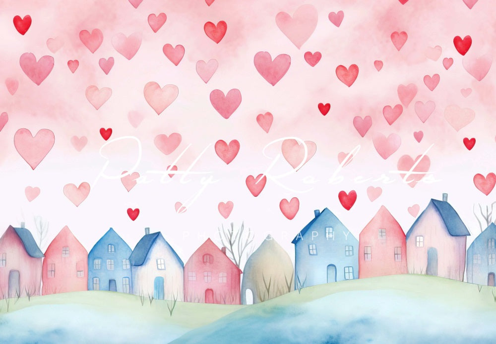Kate Valentine's Day Hearts Village Backdrop Designed by Patty Robert