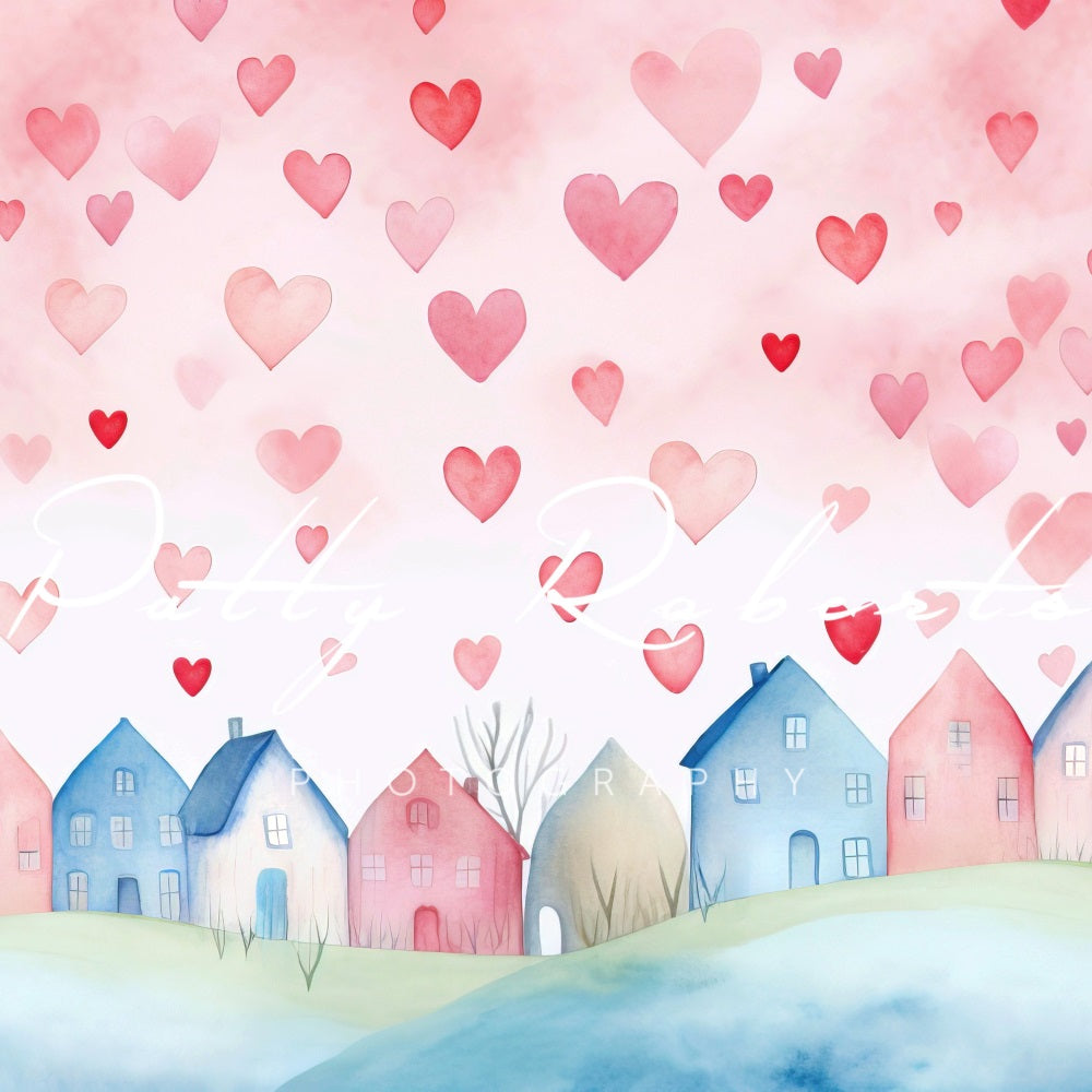 Kate Valentine's Day Hearts Village Backdrop Designed by Patty Robert