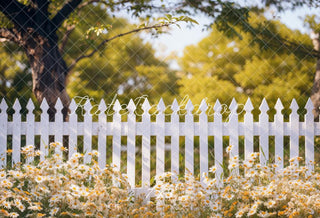 Kate Spring Flowers Fence Printed Backdrop Designed by Emetselch