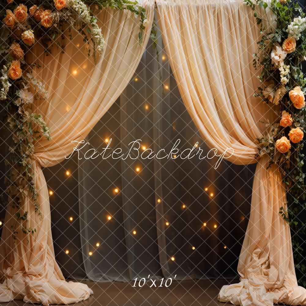 Kate Spring Flower Curtain String Lights Backdrop Designed by Emetselch