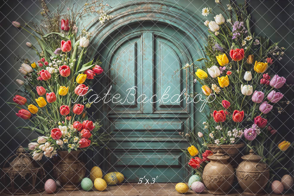 Kate Easter Flowers Vintage Door Backdrop Designed by Emetselch