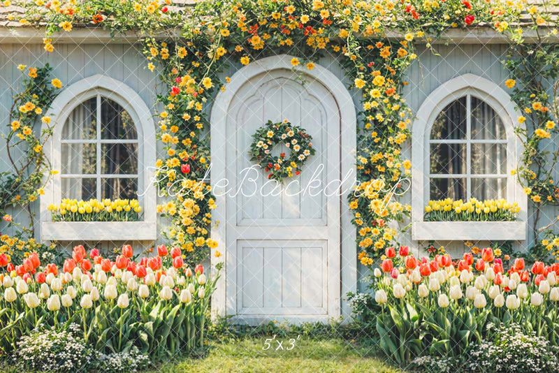 Spring Blossom Floral Cottage Backdrop