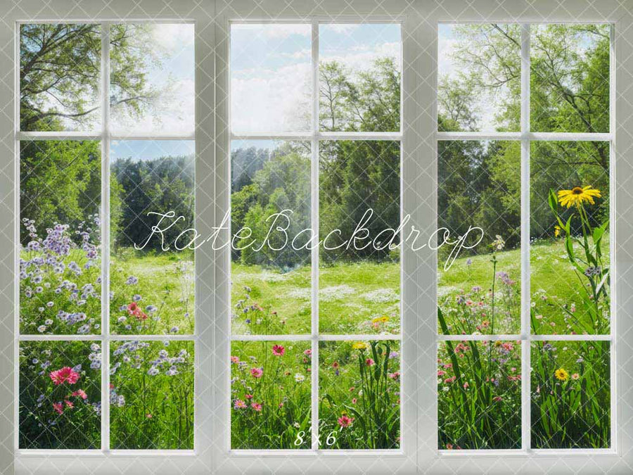 Lush Garden Window View Backdrop