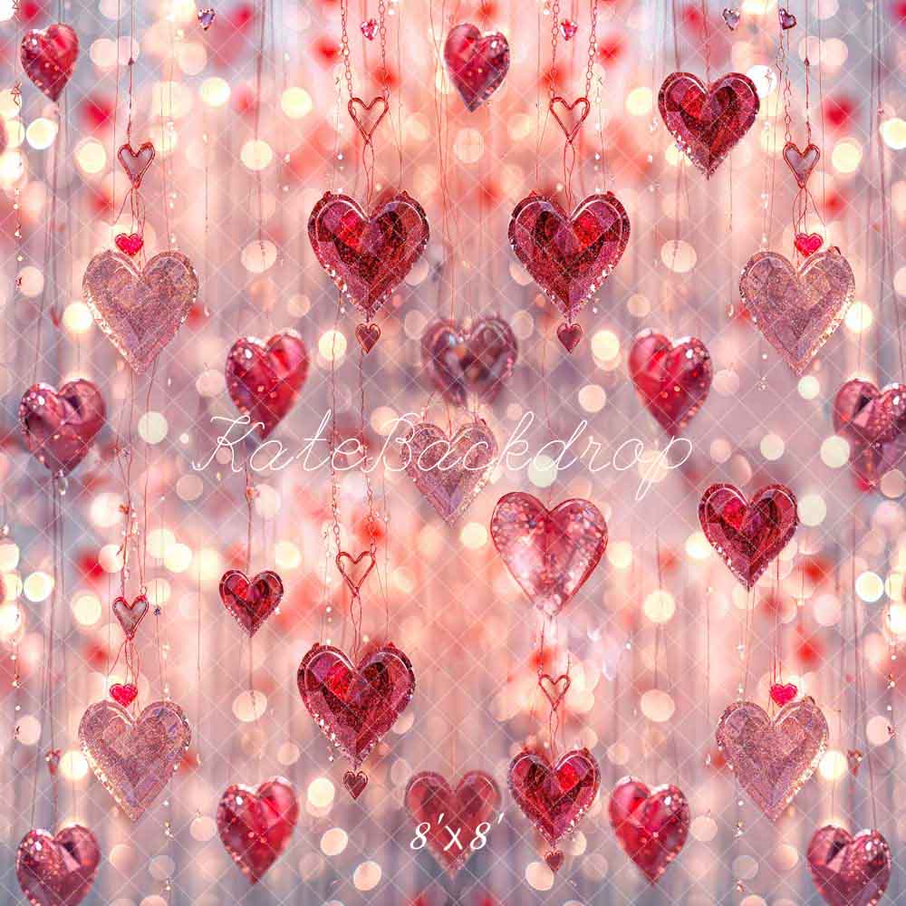 Kate Valentine's Day Pink Heart Crystal Backdrop Designed by Chain Photography