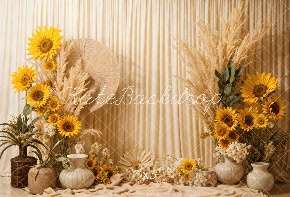 Rustic Sunflower Boho Floral Backdrop