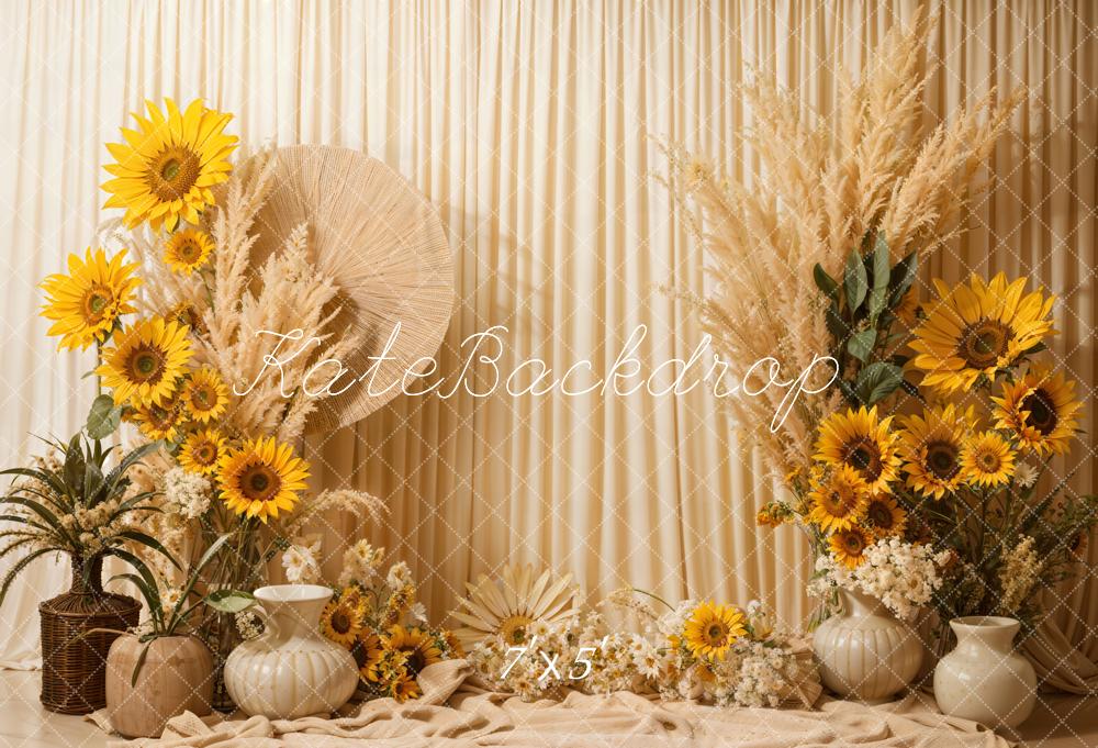 Kate Boho Summer Sunflowers Backdrop Designed by Emetselch
