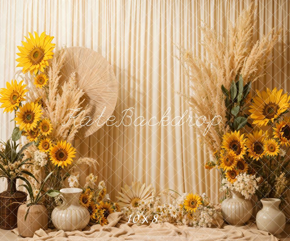 Kate Boho Summer Sunflowers Backdrop Designed by Emetselch