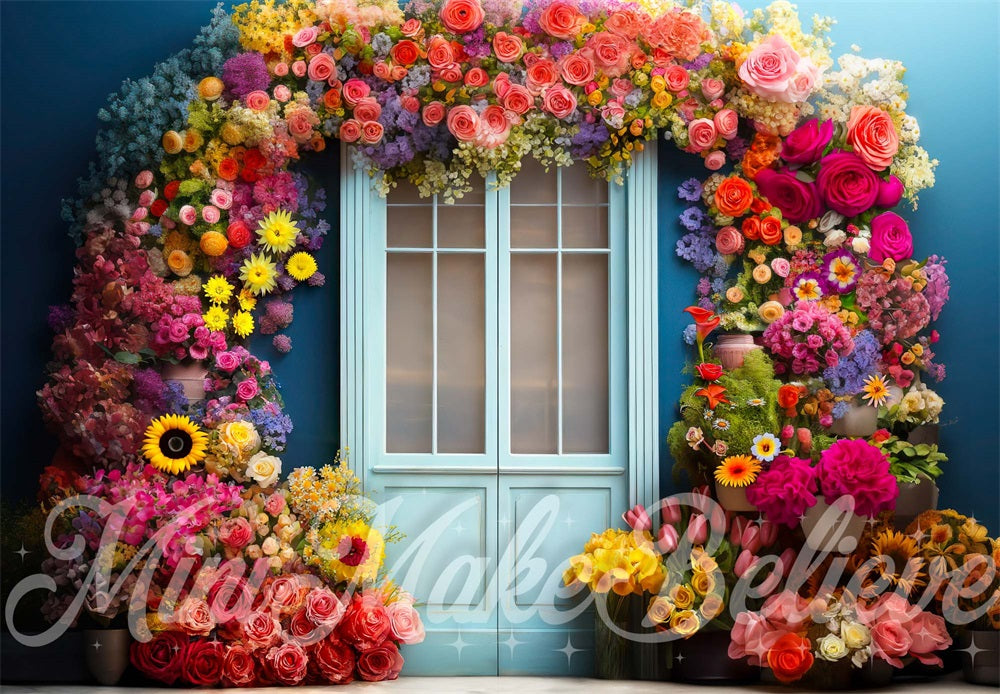 Kate Spring Rainbow Floral Arch Doors Backdrop Designed by Mini MakeBelieve