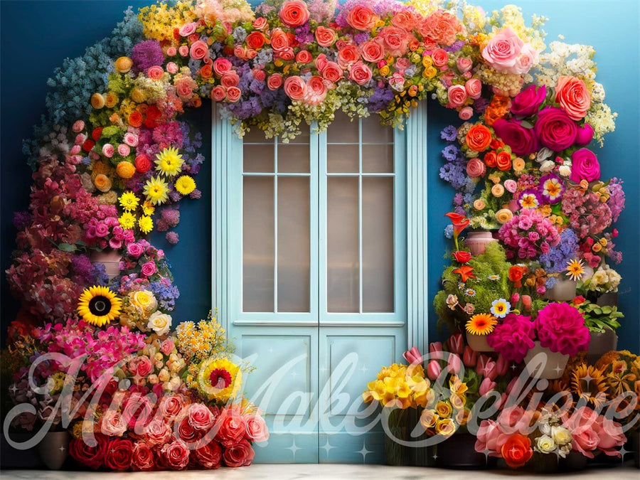 Kate Spring Rainbow Floral Arch Doors Backdrop Designed by Mini MakeBe