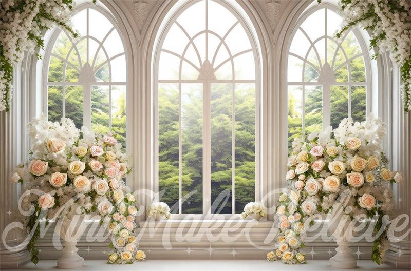 Elegant Garden Window Floral Backdrop