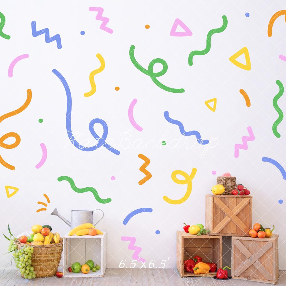 Kate Spring Colorful Whimsical Doodle Party Streamers and Confetti Celebration Backdrop Designed by Emetselch