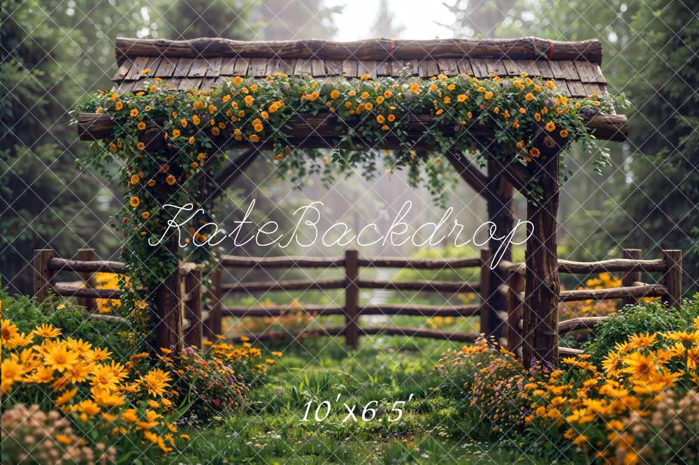 Kate Spring Flowers Wooden Fence Backdrop Designed by Chain Photography