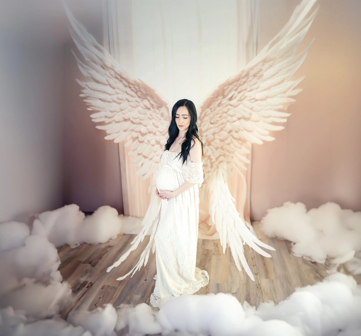 Kate White Angel Wing Curtains Backdrop Designed by Chain Photography
