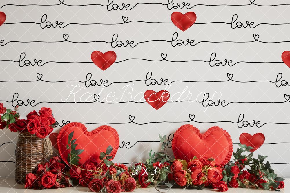 Kate Valentine's Day Rose Love Wall Backdrop Designed by Emetselch