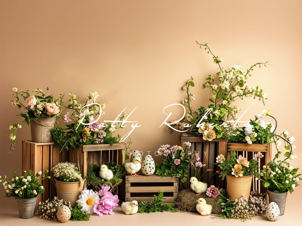 Kate Easter Chicks and Florals Backdrop Designed by Patty Robert